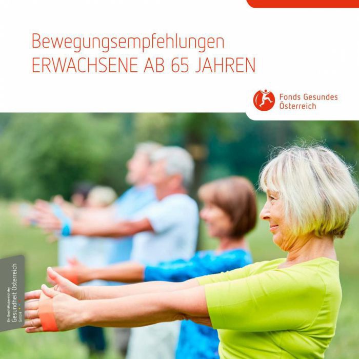 Auf dem Cover sind einige ältere Personen zu sehen, die im Freien Bewegungsübungen durchführen.