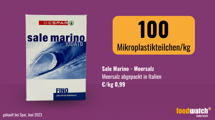 In der Probe des DeSpar sale marino iodato wurden 100 Mikroplastikteilchen pro Kilogramm nachgewiesen.