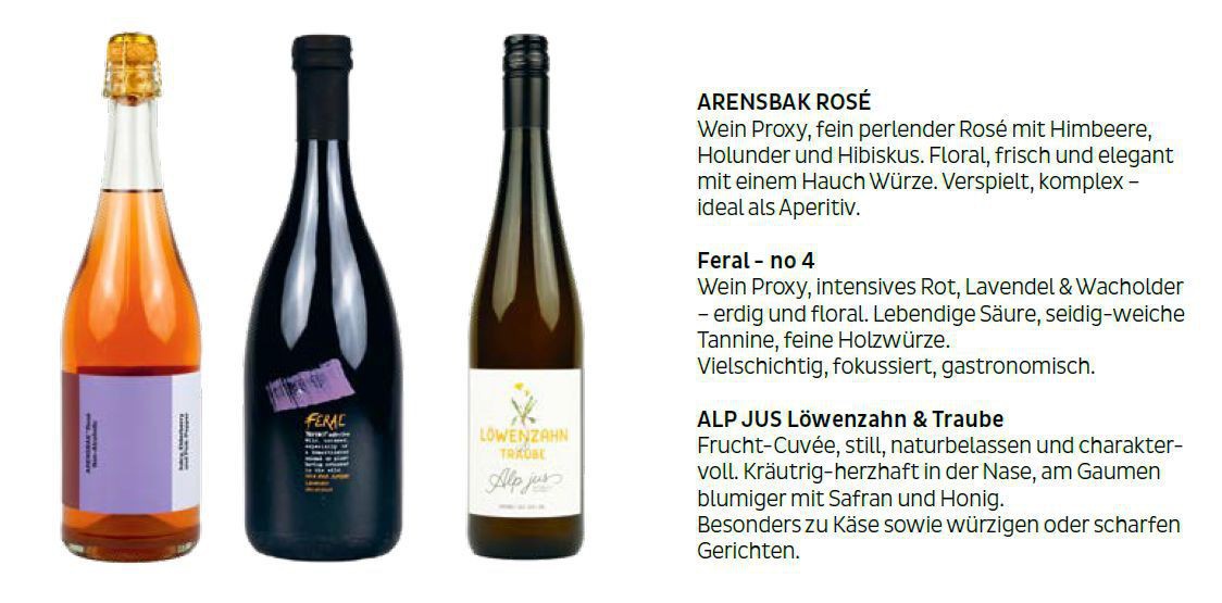 ARENSBAK ROSÉ
Wein Proxy, fein perlender Rosé mit Himbeere, Holunder und Hibiskus. Floral, frisch und elegant mit einem Hauch Würze. Verspielt, komplex – ideal als Aperitiv.
Feral - no 4
Wein Proxy, intensives Rot, Lavendel & Wacholder – erdig und flor