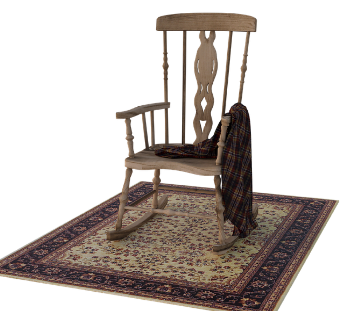 alte stuhl, rocker, teppich, decke