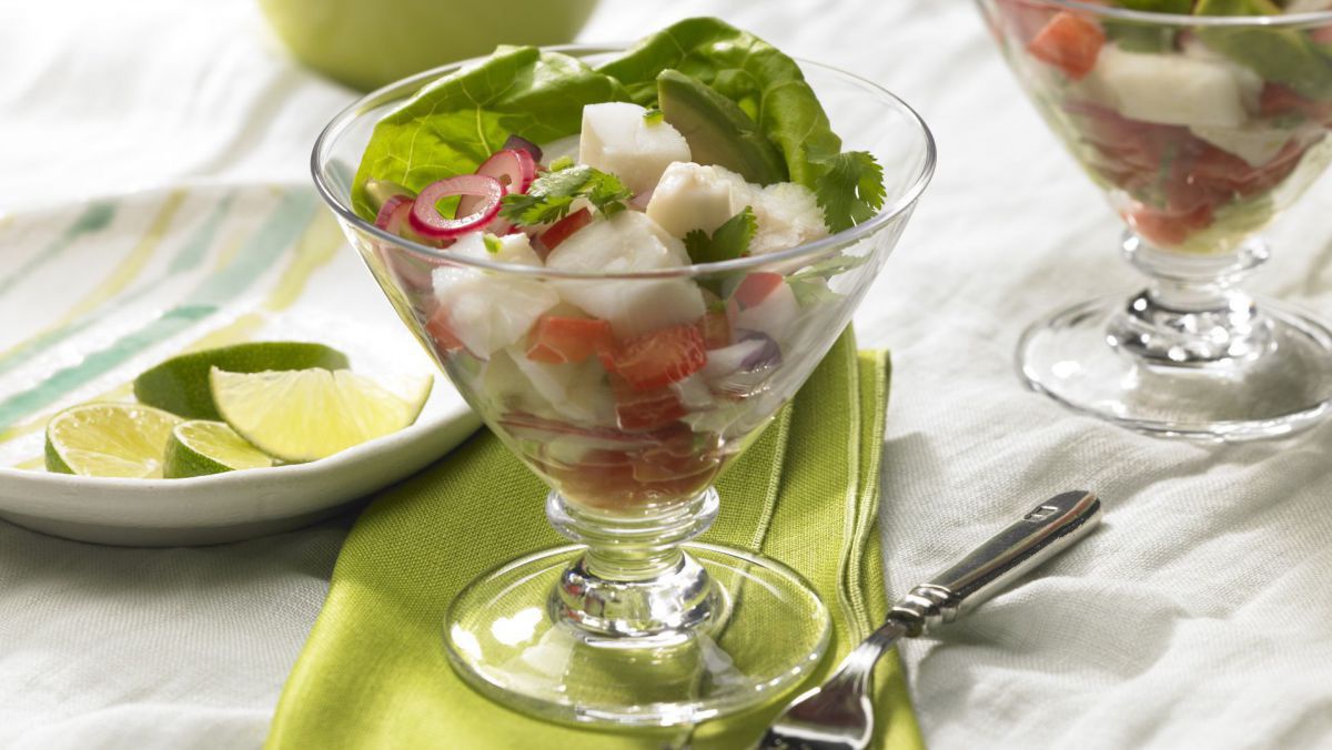 Fischgericht in Glas.