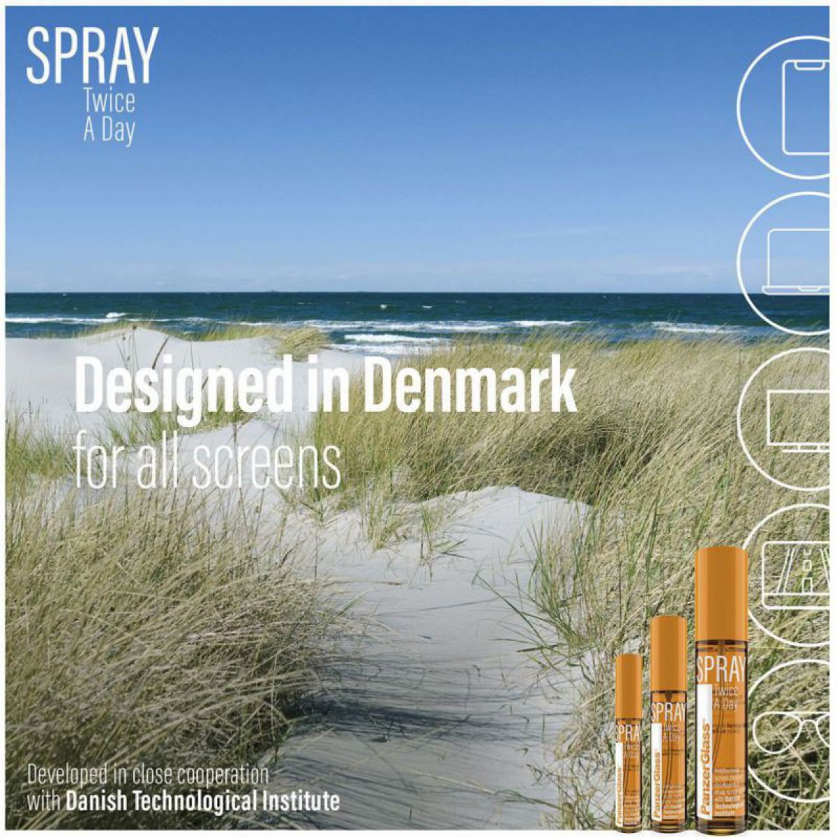 Dänische Küstenlandschaft, drei Spray-Größen.