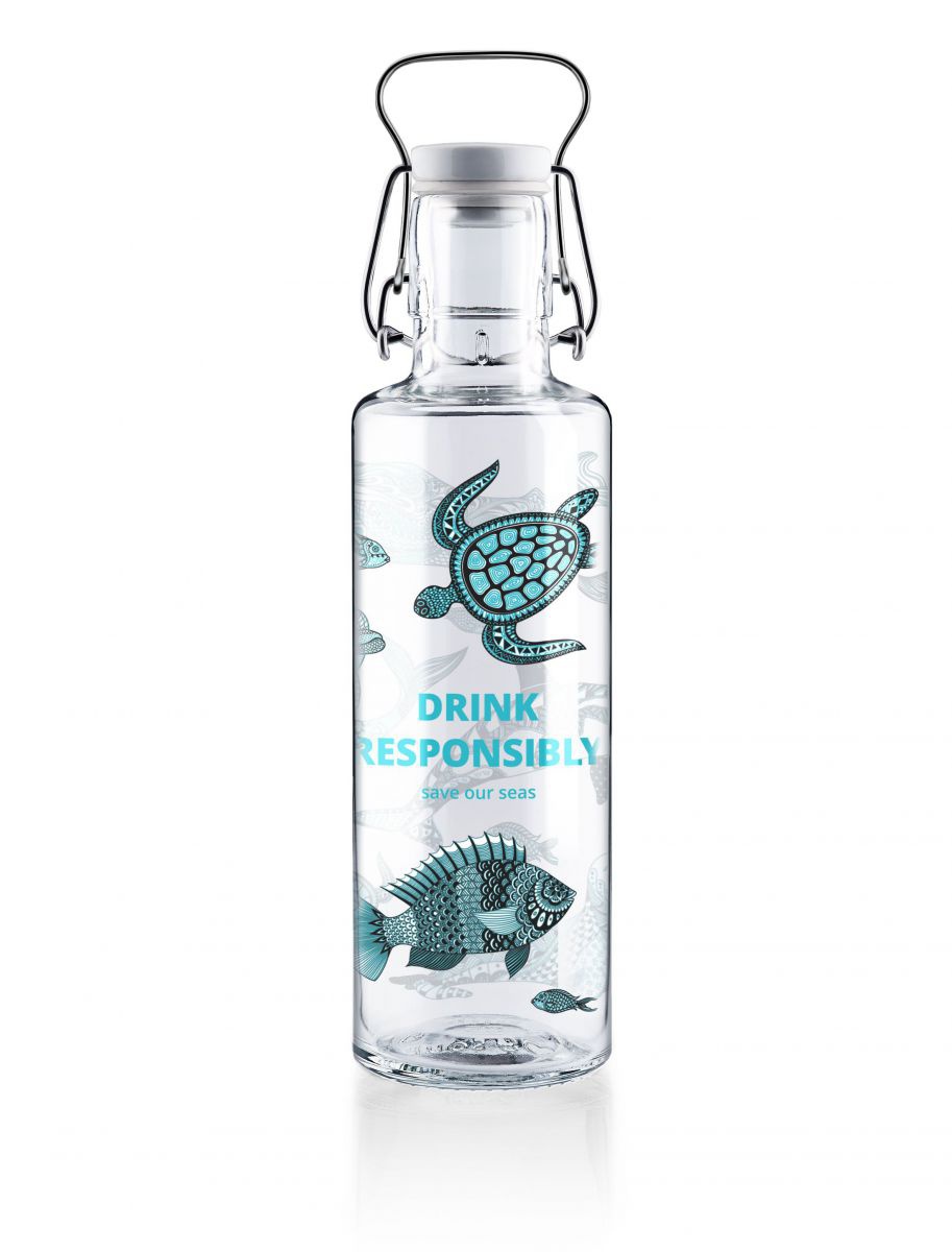 plastikfreie Trinkflasche von soulbottles mit der Aufschrift 