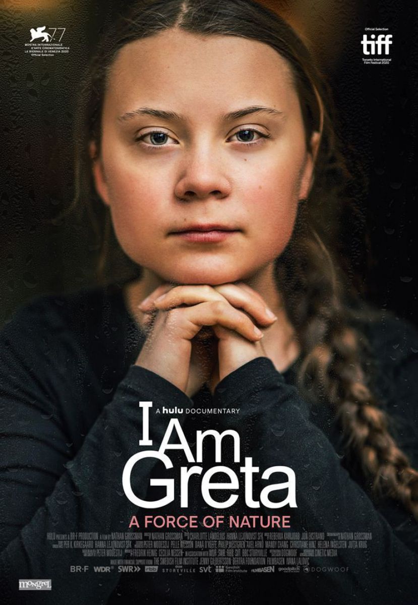Das Filmposter zu I am Greta zeigt eine Porträtaufnahme von Greta Thunberg.