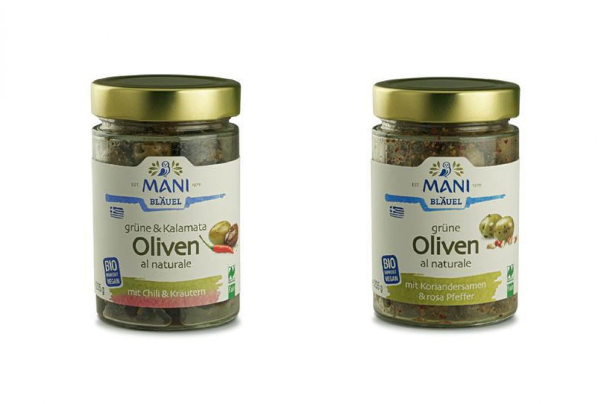 Zwei Olivengläser von Mani.