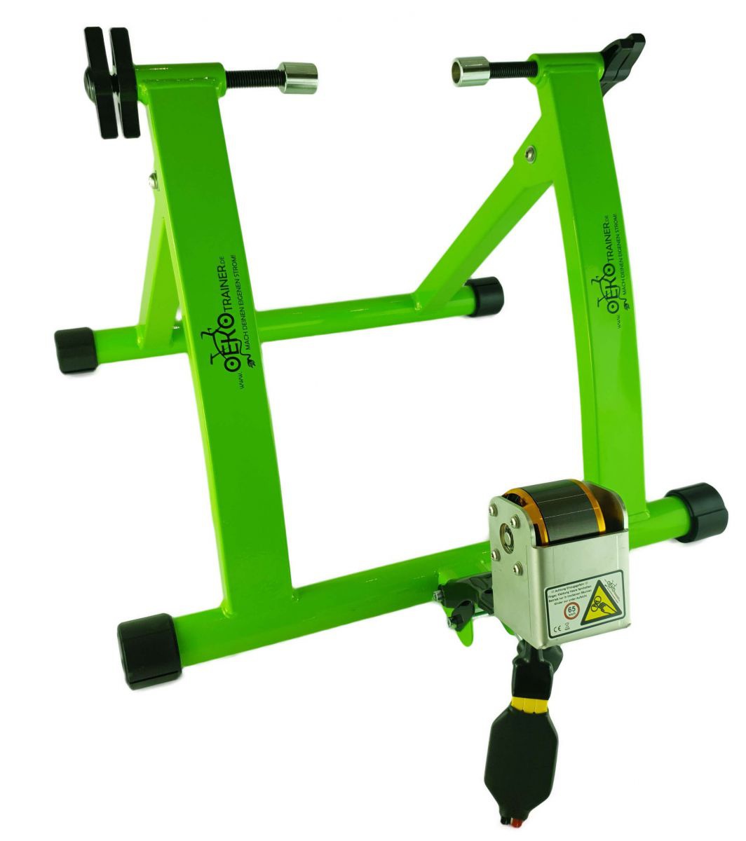 Ein Trainingsgerät aus leuchtend grün lackiertem Metall.