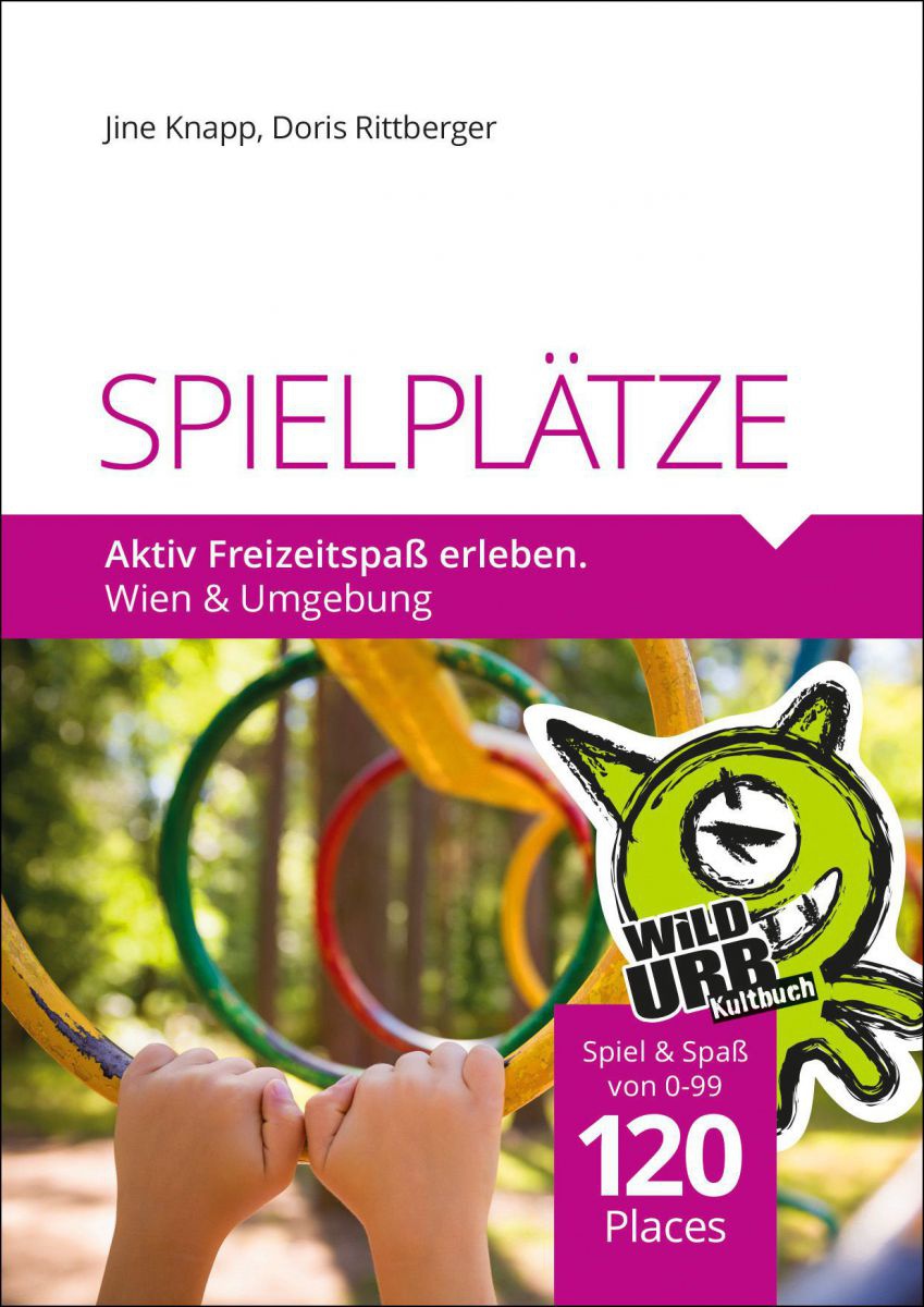 Das Cover ist oben weiß und hat unten ein Foto von Kinderhänden an buten Spielplatzringen.