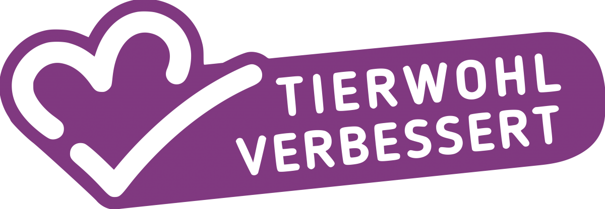 Ein Logo mit lila Hintergrund auf dem mit weißer Schrift 