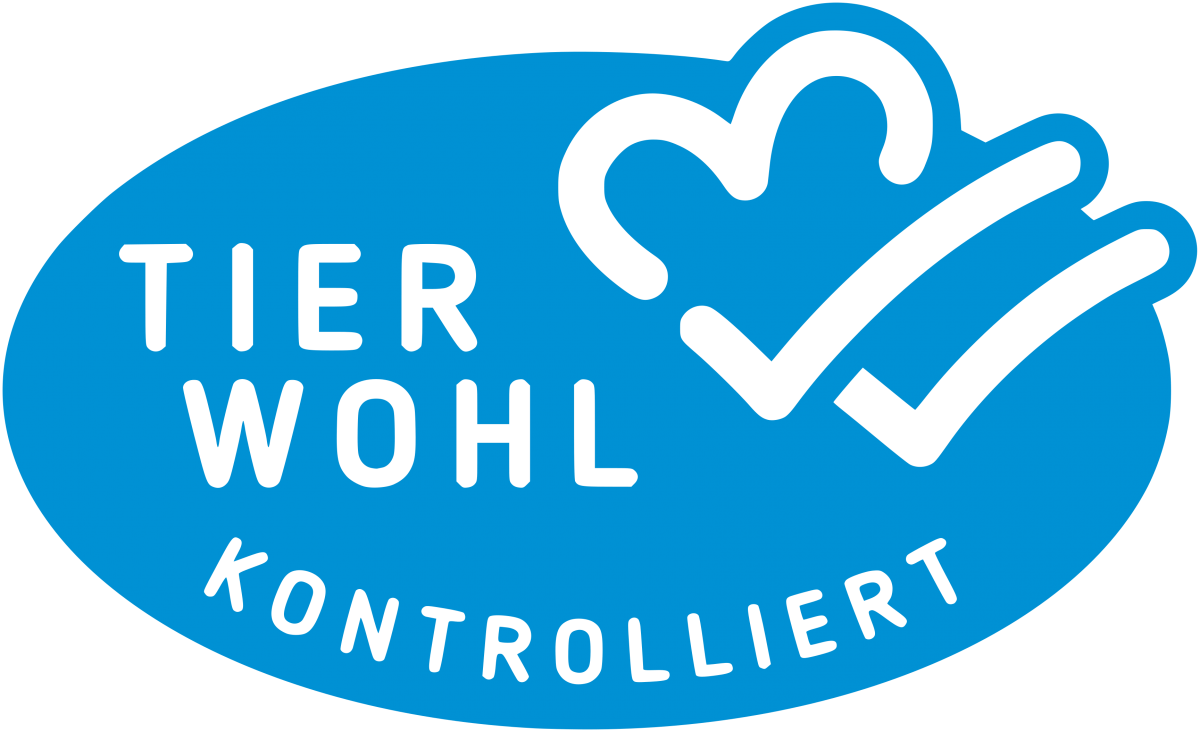 Ein Logo mit hellblauem Hintergrund auf dem mit weißer Schrift 