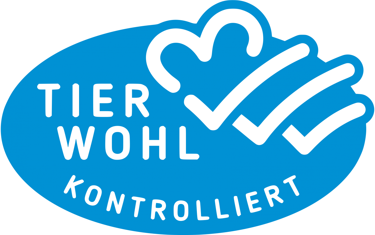 Ein Logo mit hellblauem Hintergrund auf dem mit weißer Schrift 