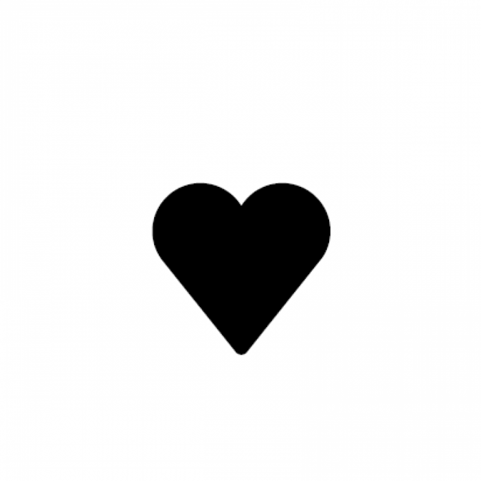 Ein schwarzes Herzsymbol auf weißem Hintergrund.