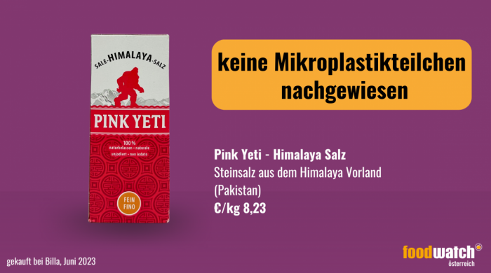 In den Proben des Pink Yeti Himalaya-Salzes wurden keine Mikroplastikteilchen nachgewiesen.