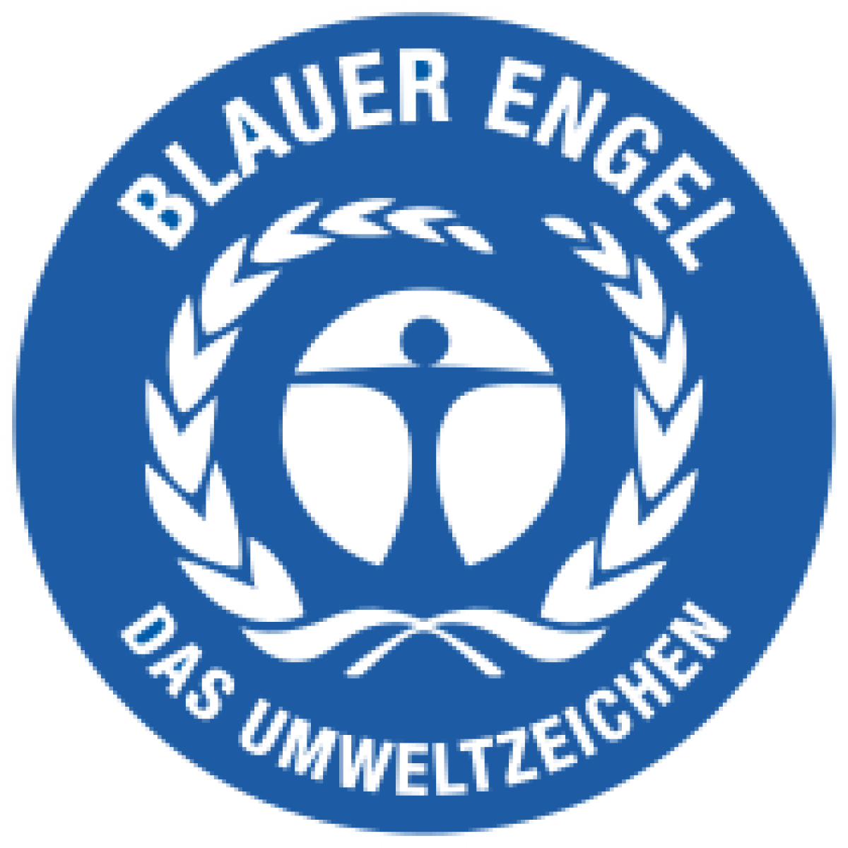 Ein blauer Kreis in dem sich in weiß 