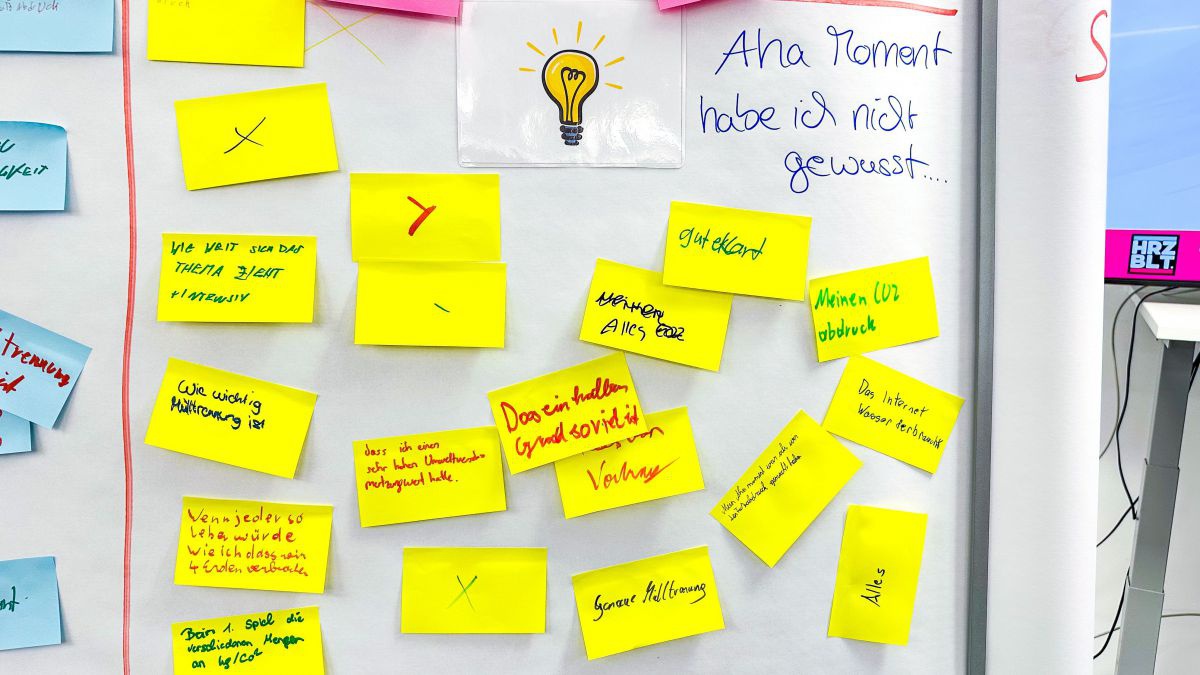 Ein Plakat mit gelben Post-Its zum Thema 