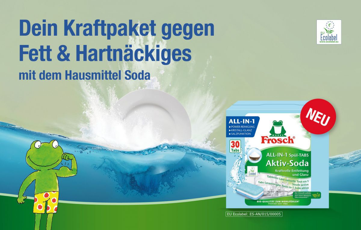 Dein Kraftpaket gegen Fett & Hartnäckiges
mit dem Hausmittel Soda
NEU: All in one Geschirrspüler-Tabs 