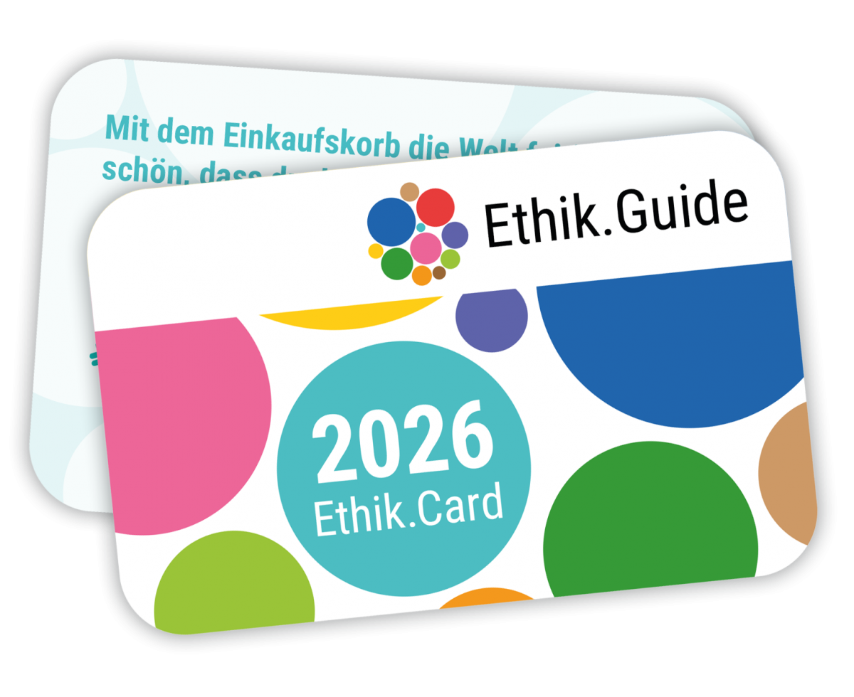 Eine Karte im Scheckkartenformat mit bunten Kreisen darauf. In einem steht 